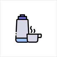 A coffee cup and a bottle of water on a white background vector