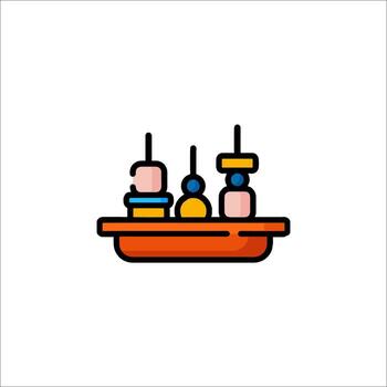 A colorful icon of a boat with a bunch of different objects vector