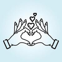 Lovely Hands Forming a Heart Shape with Floating Hearts vector