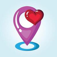 Love Location Pointer A vibrant illustration of a pink location marker with a red heart, symbolizing finding love or a romantic place. vector