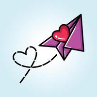 Love's Flight A Paper Airplane Carrying a Heart vector