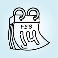 February 14th Calendar Icon A Simple, Clean Design for Valentine's Day vector
