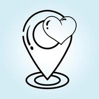 Location of Love A Heart on a Map Pointer vector