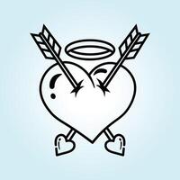 Heart Pierced by Two Arrows and Halo A Love Tattoo Design vector