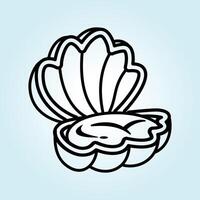 Open Seashell Illustration A Simple Line Drawing of a Clam Shell vector