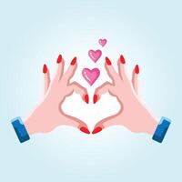Lovely Hands Forming a Heart Shape with Floating Hearts A Romantic Illustration vector