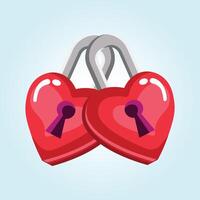 Two Intertwined Heart-Shaped Padlocks A Symbol of Love and Unity vector
