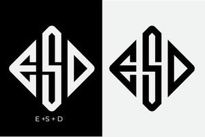 Initial esd monogram with square rotate logo template black and white vector