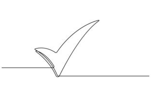 check mark continuous one line drawing vector