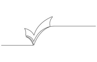 One continuous line drawing check mark vector