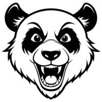 a panda bear head with its mouth open logo design vector