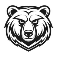 black and white bear head on a white background vector