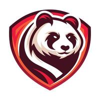 design a panda bear head in a shield vector