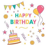 designs happy birthday with cake and balloons vector