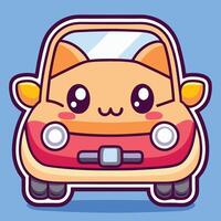 cartoon car with eyes and nose on the front vector
