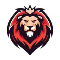 lion head with crown on it, with a red and black color scheme vector