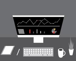 Data analyst workplace. top view. flat style. vector