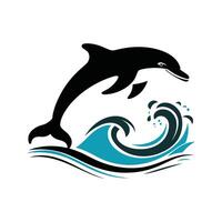 Majestic Dolphin Leaping Over a Wave vector