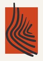 Abstract mid century red poster with geometric shape. Modern Memphis minimalist flat art vector