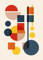 Abstract mid century colorful poster with geometric shapes. Modern primitive minimalist flat art vector