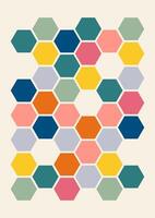 Modern abstract geometric poster with polygon shapes. Retro Memphis style background vector