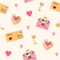 Valentine's Day Seamless pattern with envelopes and love note. Cute background for textiles and packaging. illustration. vector