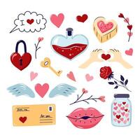Valentine's Day Square Element Set. Valentine's day Collection element for design on white background. Isolated illustration. vector