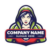 a woman in a hoodie with a red and green background vector