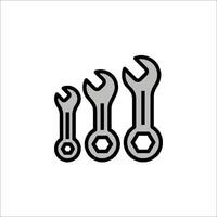 Three wrenches are shown in a line on a white background vector