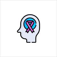 A pink ribbon in the head of a person vector