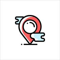 A location marker icon with a red and white background vector
