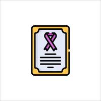 A pink ribbon on a document icon vector