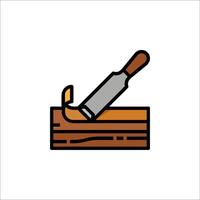 A hammer and wood block icon vector