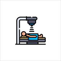 A man lying on a bed in a machine vector
