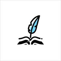 A feather on top of an open book vector