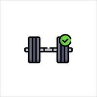 A barbell icon with a green tick vector