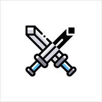 Two crossed swords icon on white background vector