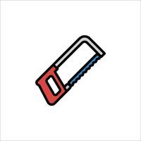 A saw is shown in a line drawing vector