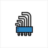 A blue and gray wrench icon on a white background vector
