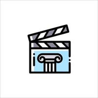 A movie clapper icon on a white background vector