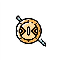 A shield with a sword and arrow icon vector