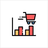 Shopping cart icon with bar chart vector