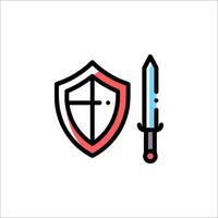 A shield and sword icon vector