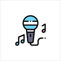 A microphone with music notes and a microphone icon vector