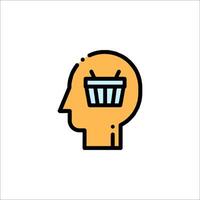 Shopping basket icon in the head of a person vector