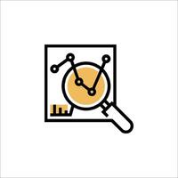 A magnifying glass icon with a chart on it vector