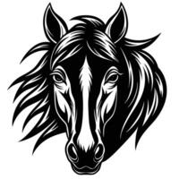 black and white horse head vector
