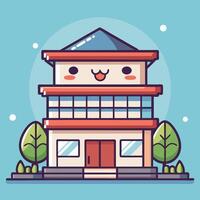 a cartoon building with a smiling vector