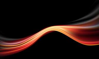 Abstract red fire line curve wave dynamic on black background vector