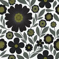 Black hand draw beautiful abstract floral pattern vector